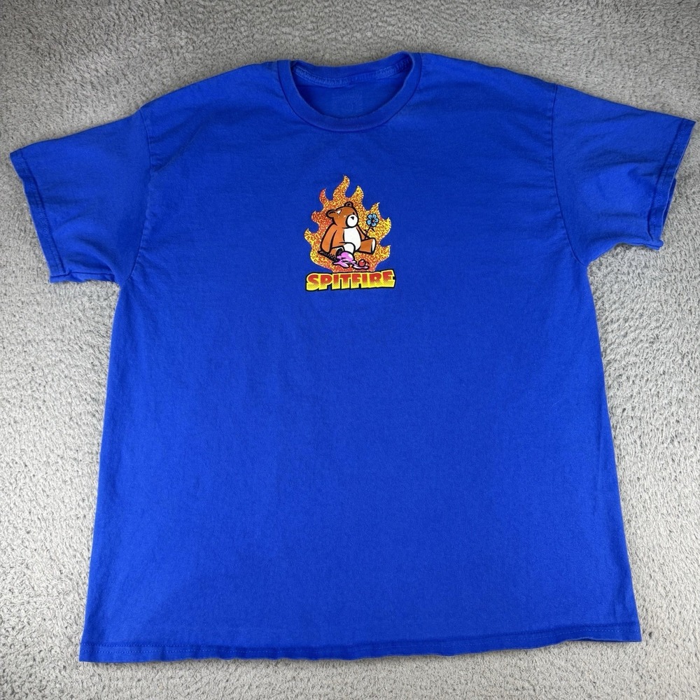 Spitfire Beatdown Blue T-Shirt Zumies Size Large Skateboarding Skate‎ Surf